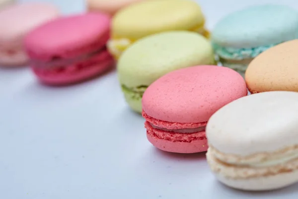 Pilha Macaroons Saborosos Coloridos Close — Fotografia de Stock