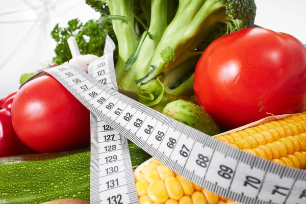 Fresh Healthy Vegetables Measure Tape Stock Picture