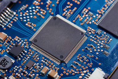 Elektronik devre kartı yakın bilgisayar anakart işlemci ile çekim