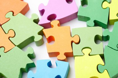 parlak renkli puzzle parçaları, yakın çekim   
