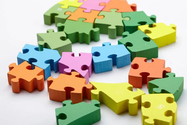Jasne Kolorowe Puzzle Kawałki Zbliżenie — Zdjęcie stockowe