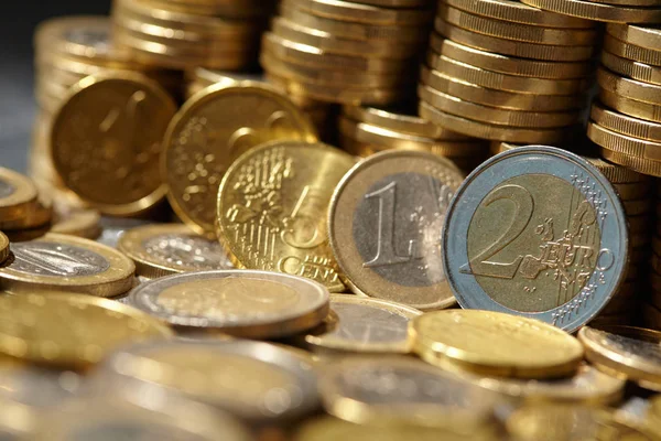 Pila Monedas Oro Euros Primer Plano — Foto de Stock