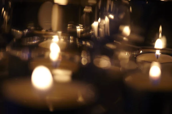 Luzes Vela Decorativas Fundo Escuro — Fotografia de Stock