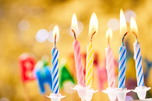 Colorful Birthday Candles Yellow Background — Stock Photo, Image