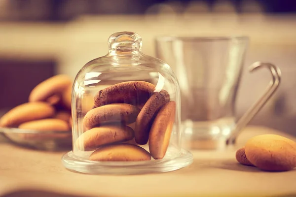 Boterkoekjes Transparante Glazen Bol Close — Stockfoto