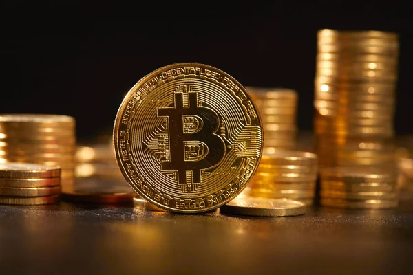 Gouden Bitcoin Conceptueel Beeld Voor Crypto Valuta — Stockfoto