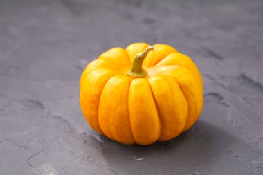 gri arka plan turuncu taze kabak, yakın çekim 