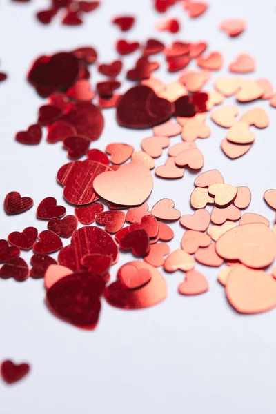 Helles Herz Konfetti Hintergrund Valentinstag Konzept — Stockfoto