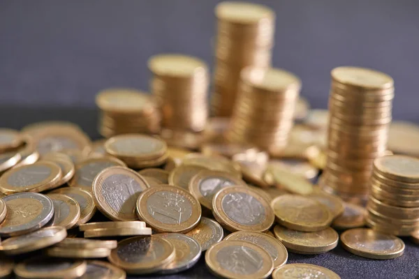 Euro Coins Stacked Table Money Concept — Stock Photo, Image