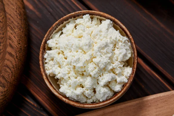 Farm Cottage Cheese Bowl Close View — Stock Photo, Image