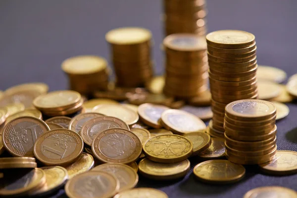 Euro Coins Stacked Table Money Concept — Stock Photo, Image