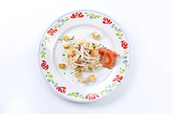 Beyaz Tabakta Salatası Yakın Görüş — Stok fotoğraf