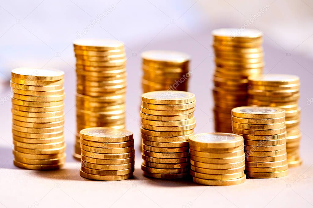 set of stacks with coins, money concept