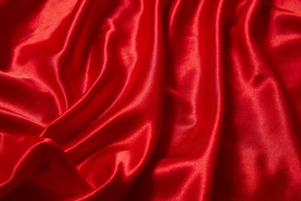 Fond Tissu Lisse Satin Rouge Luxe Pour Célébration Cérémonie Carte — Photo