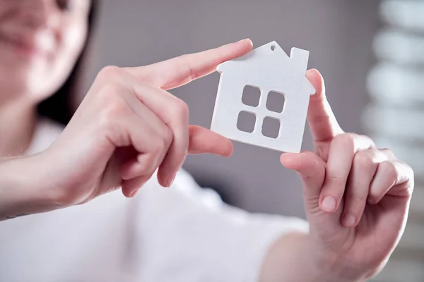 Female Hands Holding House Figure House Concept — Stock Photo, Image