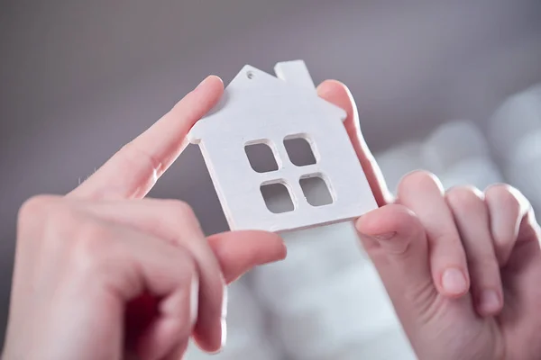 Female Hands Holding House Figure House Concept — Stock Photo, Image