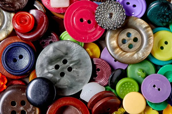 Çok Renkli Antika Düğmelerin Arkaplan Dokusu Yakın Görünüm — Stok fotoğraf