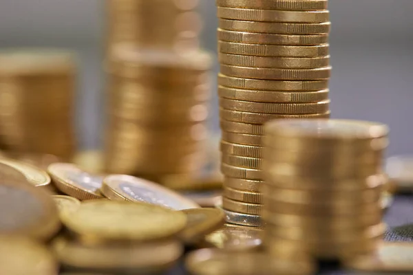 pile of golden euro coins. Euro currency and Money concept