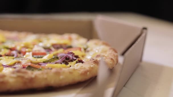 Gorąca Pizzeria Warzywami Widok Bliska — Wideo stockowe