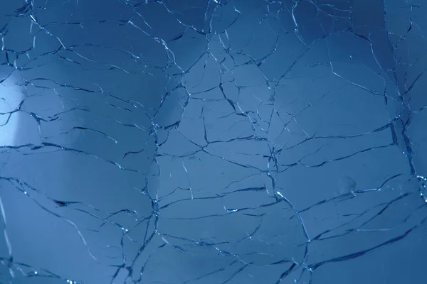 Blue Broken Glass Texture Close View — Stock Photo, Image