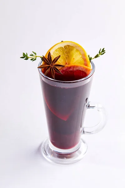 Winter Drink Fruits Spices Glass Close View — Stock Photo, Image