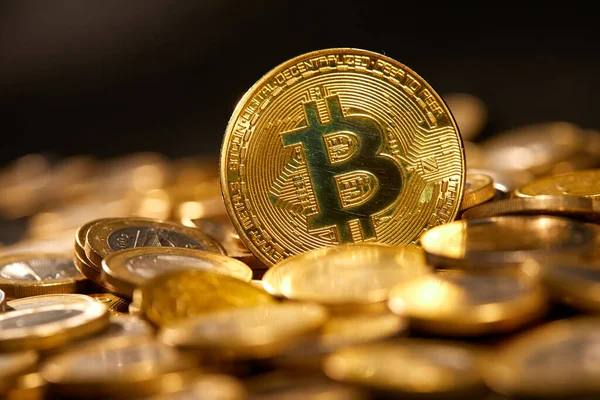 Bitcoin Dourado Imagem Conceitual Para Criptomoeda — Fotografia de Stock