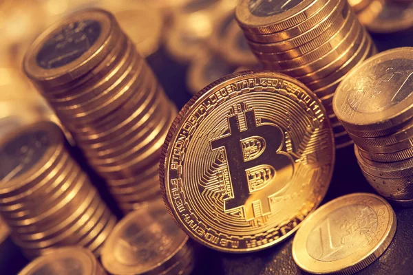 Gouden Bitcoin Conceptueel Beeld Voor Crypto Valuta — Stockfoto