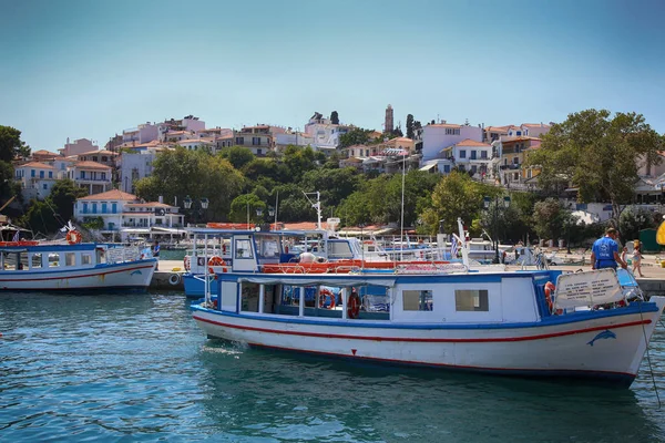 Skiathos Grécia Agosto 2017 Vista Panorâmica Sobre Porto Cidade Skiathos — Fotografia de Stock