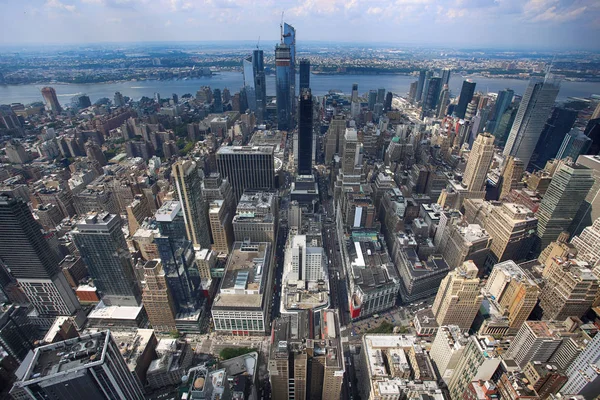 Панорамний Вид Хмарочос Західний Манхеттен Від Імперії Штату Нью Йорк — стокове фото