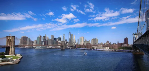 Aerial View Manhattan Skyline Brooklyn Bridge Manhattan Bridge New York — Stock Photo, Image