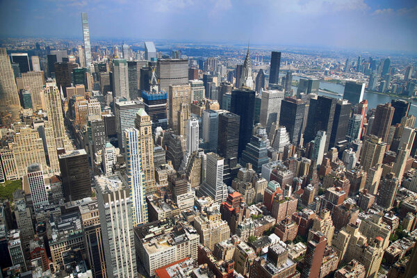 A panoramic view of the Manhattan skyscraper from Empire State, New York City