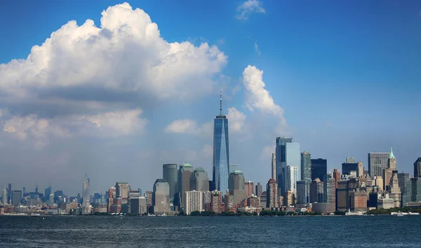 New York City Manhattan Luchtfoto Uitzicht Vanaf Liberty Island — Stockfoto