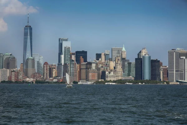 New York City Manhattan Flygfoto Från Liberty Island — Stockfoto