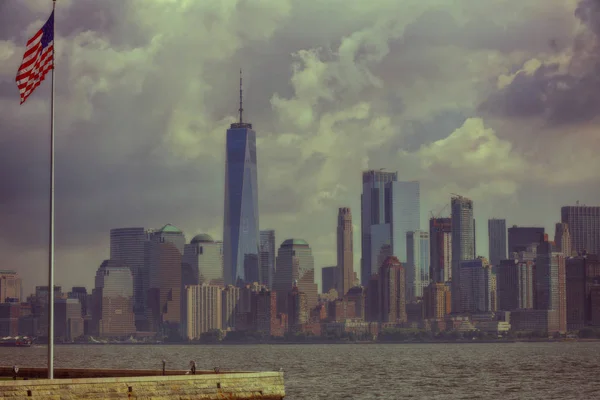 New York City Manhattan Flygfoto Från Ellis Island — Stockfoto