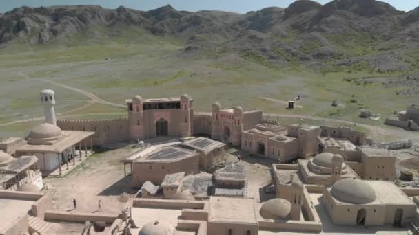 Göçebeler Kalesinin Çatıları Üzerinde Uçuyor Kazakistan — Stok video