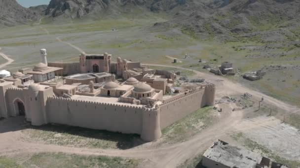 Voando Sobre Telhados Castelo Dos Nómadas Cazaquistão — Vídeo de Stock
