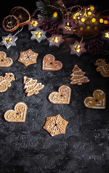 Noel Gingerbread Çerezleri Noel Zamanında — Stok fotoğraf
