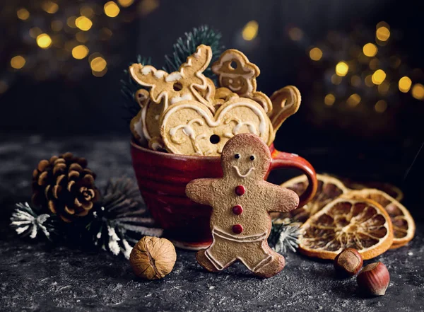 Galletas Jengibre Navidad Tiempo Navidad —  Fotos de Stock