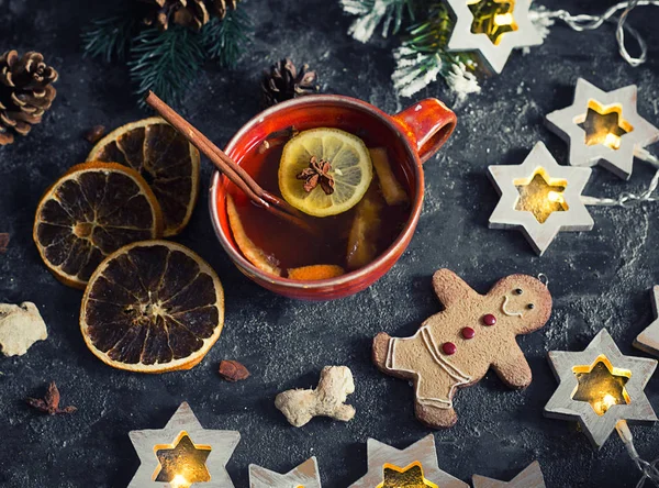 Jul Med Krydda Och Pepparkakor Cookie — Stockfoto