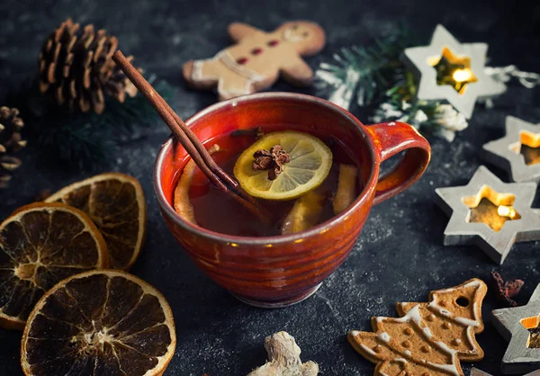 Jul Med Krydda Och Pepparkakor Cookie — Stockfoto