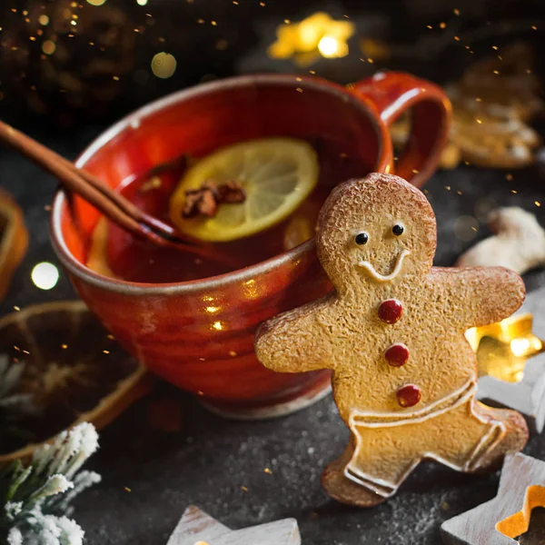 Navidad Con Especias Galletas Jengibre —  Fotos de Stock