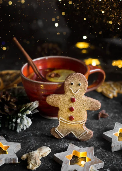 Boże Narodzenie Herbata Przyprawami Piernika Cookie — Zdjęcie stockowe