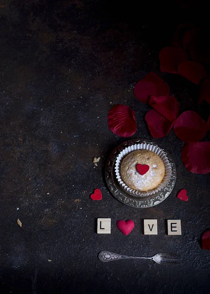 Valentine Cupcake Med Hjärta — Stockfoto