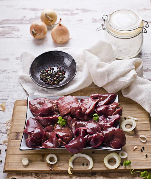 Fígado Frango Cru Para Cozinhar — Fotografia de Stock