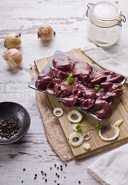 Fígado Frango Cru Para Cozinhar — Fotografia de Stock