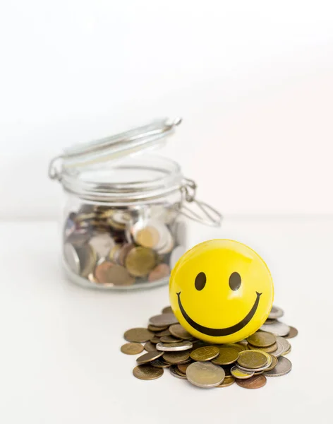 Zilveren Munten Bank Glas — Stockfoto