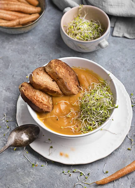Kom zelfgemaakte wortel soep — Stockfoto