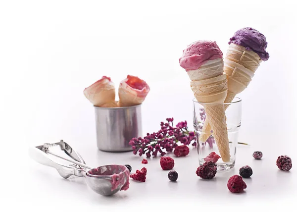 Kužely vafle se zmrzlinou — Stock fotografie