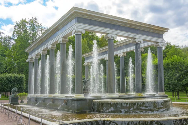 Peterhof Rusland Augustus 2017 Lion Trapsgewijs Het Lagere Park Peterhof — Stockfoto