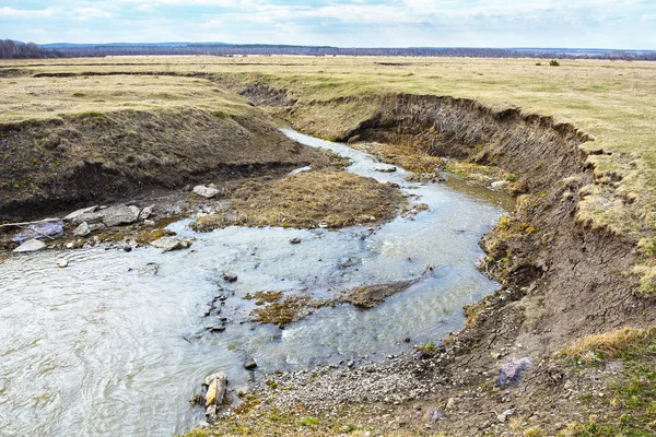 Pequeño Río Estepa Golodaevka Las Estribaciones Cresta Salair Región Kemerovo —  Fotos de Stock